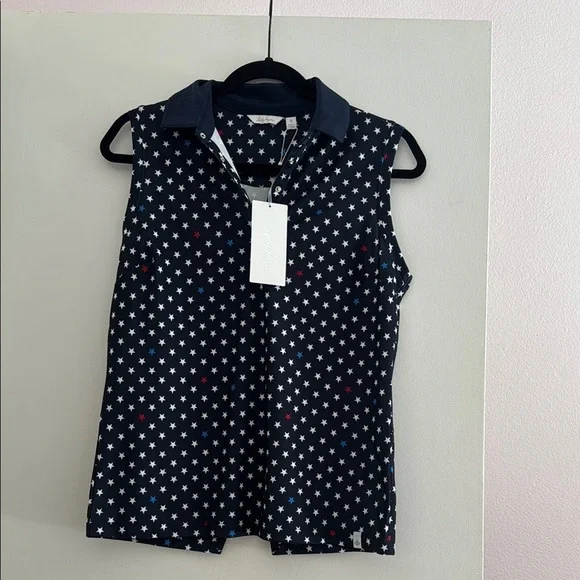 NWT Lady Hagen Midnight Star Sleeveless polo Top size Small - Picture 2 of 9